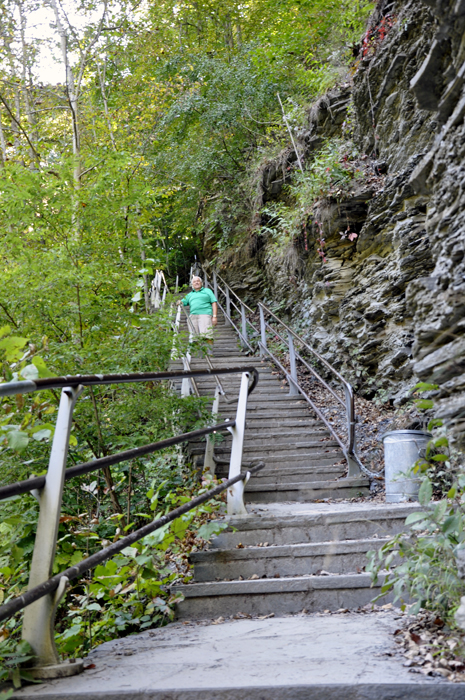 Lee Duquette on the stairs leading to the Upper Entrance